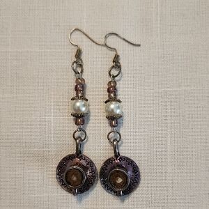 Chic Purple and Silver Beaded Earrings